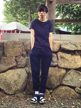 「STUDIOUS（ステュディオス）のアイテム（サンダル）」を使った、ばりのすけさん（メンズ・181cm）の春コーディネート