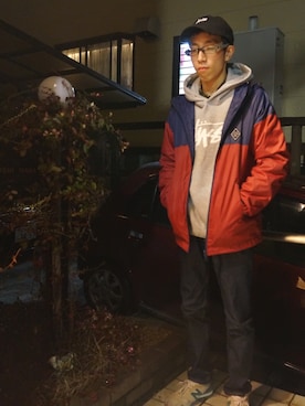 「FLIP THE SCRIPT（フリップザスクリプト）のアイテム（ジャケット/アウター）」を使った、いしはらのひと。さん（メンズ・174cm）の春コーディネート