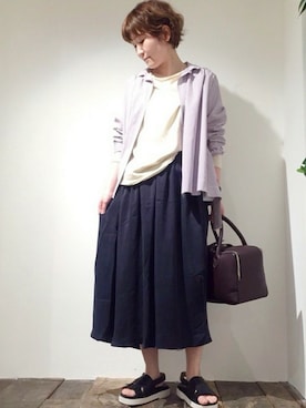 「JOURNAL STANDARD LUXE（ジャーナルスタンダード　ラックス）のアイテム（その他シューズ）」を使った、luxe銀座店スタッフさん（レディース・160cm）の春コーディネート