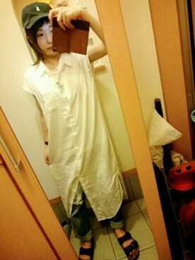 「RETRO GIRL（レトロガール）のアイテム（シャツワンピース）」を使った、k@n@さん（レディース・155cm）の夏コーディネート