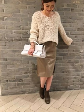 「Noble（ノーブル）のアイテム（ブーツ）」を使った、Noble天神ビオロ店スタッフさん（レディース・163cm）の冬コーディネート