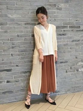 「ロングカーディガン」｜Noble天神ビオロ店スタッフさん（レディース・163cm）の夏コーディネート