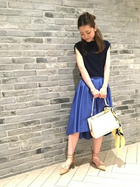 「アイテム（バッグ、ホワイト系）」を使った、Noble天神ビオロ店スタッフさん（レディース・163cm）の夏コーディネート