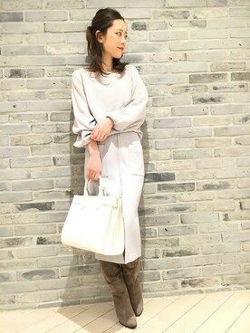 「Noble（ノーブル）のアイテム（トートバッグ）」を使った、Noble天神ビオロ店スタッフさん（レディース・163cm）の冬コーディネート