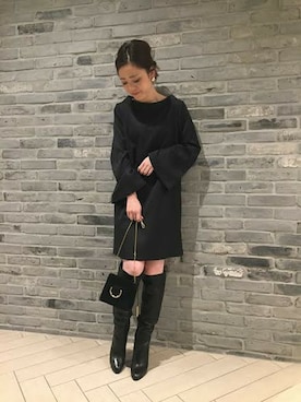 「Noble（ノーブル）のアイテム（ブーツ）」を使った、Noble天神ビオロ店スタッフさん（レディース・163cm）の冬コーディネート