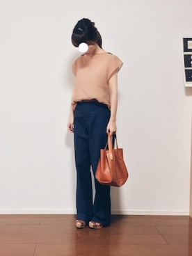 「ネイビー×キャメル」｜hachinocoさん（レディース・152cm）の夏コーディネート