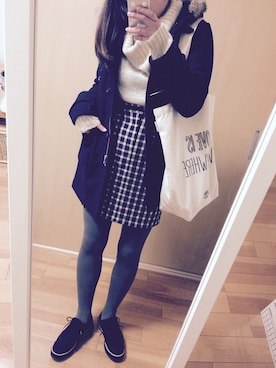 「エコバッグ」｜「アイテム（ダッフルコート）」を使った、shiwaiさん（レディース・160cm）の冬コーディネート