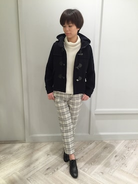 「タートルネック」｜「アイテム（ダッフルコート）」を使った、たなかさん（レディース・158cm）の冬コーディネート