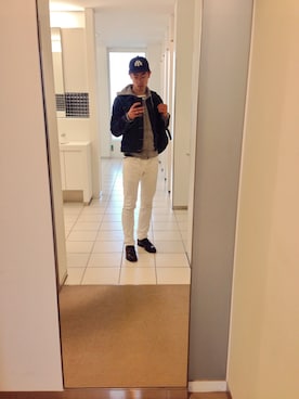 「アイテム（ドレスシューズ、パープル系）」を使った、o_otayahさん（メンズ・172cm）の冬コーディネート