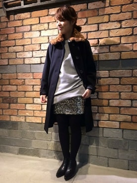 「スエット」｜「アイテム（ブーティ）」を使った、JOURNAL STANDARD Lady's 松山店スタッフさん（レディース・160cm）の冬コーディネート