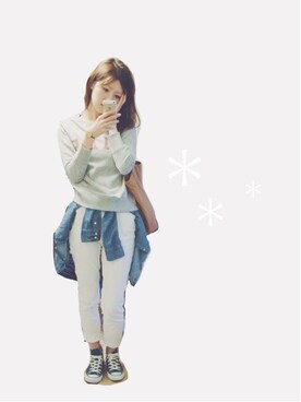 「NOMBRE IMPAIR（ノンブルアンペール）のアイテム（Tシャツ/カットソー）」を使った、ちるさん（レディース・172cm）の春コーディネート
