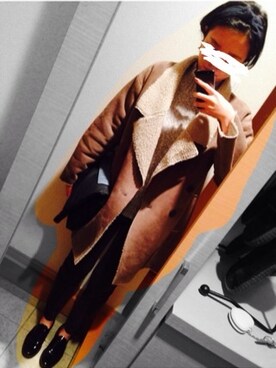 「アイテム（ムートンコート）」を使った、aymさん（レディース・168cm・20代）の冬コーディネート