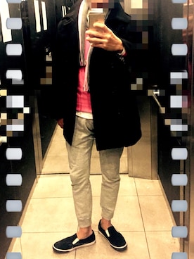 「D&G（ディーアンドジー）のアイテム（ピーコート）」を使った、MMASAさん（メンズ・170cm）の冬コーディネート
