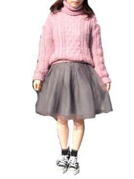 「ピンクニット」｜yu.yu.さん（レディース・151cm）の冬コーディネート