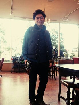 「UNITED ARROWS（ユナイテッドアローズ）のアイテム（ダウンベスト）」を使った、Katsushiさん（メンズ・171cm）の冬コーディネート