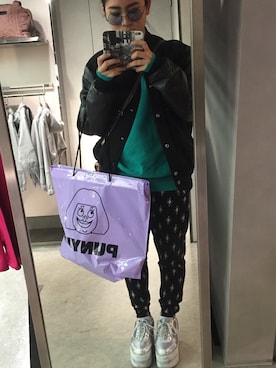 「used mix」｜「アイテム（スタジャン）」を使った、Nagi Hamadaさん（レディース・158cm）の冬コーディネート