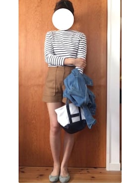 「マリンコーデ」｜「アイテム（デニムジャケット）」を使った、aya1550さん（レディース・166cm）の秋コーディネート