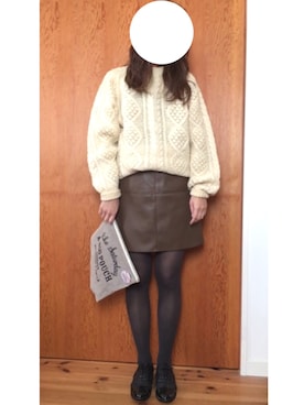 「ボリュームニット」｜「アイテム（その他シューズ）」を使った、aya1550さん（レディース・166cm）の秋コーディネート