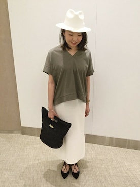 「Noble（ノーブル）のアイテム（Tシャツ/カットソー）」を使った、accoさん（レディース・163cm）の夏コーディネート