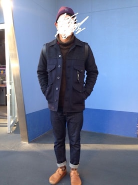 「FILSON（フィルソン）のアイテム（ナイロンジャケット）」を使った、まるさん（メンズ・176cm）の冬コーディネート
