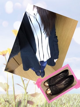 「ニットカーディガン」｜「アイテム（チュニック）」を使った、むーさん（レディース・158cm）の冬コーディネート