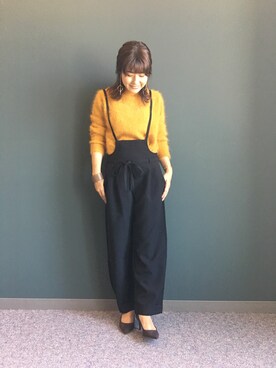 「RANDA（ランダ）のアイテム（オールインワン・サロペット）」を使った、akikoさん（レディース・158cm）の秋コーディネート