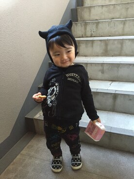 「ヒスミニ」｜「アイテム（その他）」を使った、ひなっちゃんさん（キッズ・90cm）の秋コーディネート
