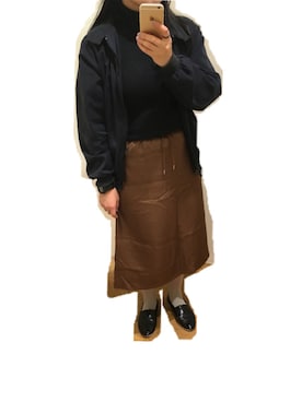 「白タイツ」｜「アイテム（ブルゾン）」を使った、okoさん（レディース・155cm）の冬コーディネート