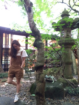 「足長効果」｜「アイテム（オールインワン・サロペット）」を使った、kazumi ✩  さん（レディース・159cm）の夏コーディネート