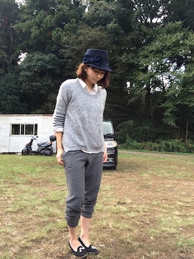 「ツイードパンツ」｜「アイテム（パンプス）」を使った、eliypyonさん（レディース・156cm）の秋コーディネート