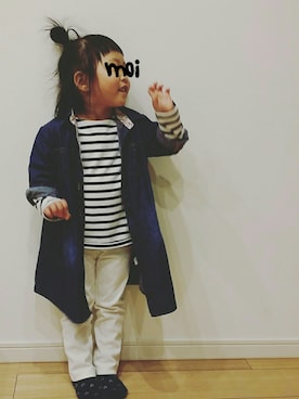 「HASH BASH（ハッシュバッシュ）のアイテム」を使った、Moiさん（キッズ・100cm）の春コーディネート