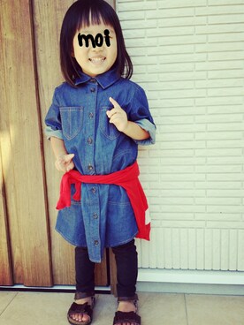 「HASH BASH（ハッシュバッシュ）のアイテム」を使った、Moiさん（キッズ・100cm）の春コーディネート