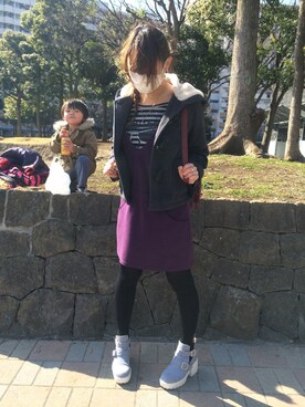 「アイテム（その他シューズ、グレー系）」を使った、Maki Watanabe Obanaさん（レディース・160cm）の冬コーディネート