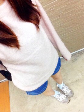 「Heather（ヘザー）のフワモコニットプルオーバー　566863（ニット/セーター）」を使った、は っ ぱ さん（レディース・170cm）の秋コーディネート
