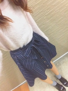 「Heather（ヘザー）のフワモコニットプルオーバー　566863（ニット/セーター）」を使った、は っ ぱ さん（レディース・170cm）の秋コーディネート