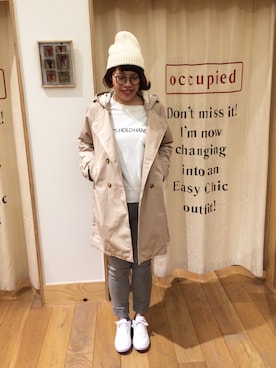 「coenスタッフスタイリング」｜「アイテム（トレンチコート）」を使った、みかさん（レディース・160cm）の春コーディネート