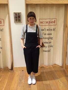 「フリンジバッグ」｜「アイテム（サロペット/オーバーオール）」を使った、みかさん（レディース・160cm）の春コーディネート