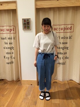 「ガウチョパンツ」｜「アイテム（デニムパンツ）」を使った、みかさん（レディース・160cm）の夏コーディネート