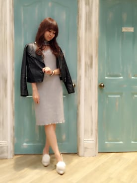 「EATME」｜「アイテム（ライダースジャケット）」を使った、knmnyanさん（レディース・152cm）の秋コーディネート