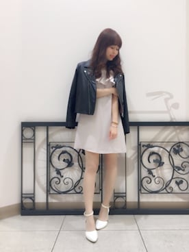 「dazzlin（ダズリン）のアイテム（ライダースジャケット）」を使った、knmnyanさん（レディース・152cm）の春コーディネート
