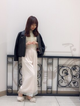 「RANDA」｜「アイテム（ライダースジャケット）」を使った、knmnyanさん（レディース・152cm）の秋コーディネート