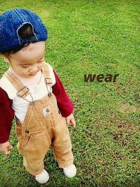 「Carhartt（カーハート）のアイテム（サロペット/オーバーオール）」を使った、yuuuw@さん（キッズ・80cm）の秋コーディネート
