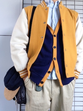 「BROOKS BROTHERS（ブルックスブラザーズ）のアイテム（カーディガン/ボレロ、その他）」を使った、medさん（メンズ）の秋コーディネート
