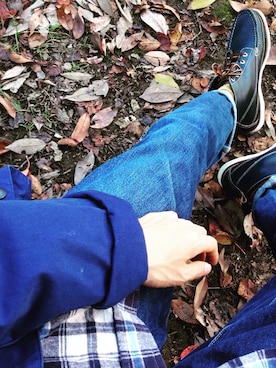 「Levi's（リーバイス）のアイテム（デニムパンツ、ブルー系）」を使った、medさん（メンズ）の秋コーディネート