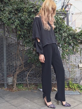 「pushBUTTONのアイテム」を使った、ALISAさん（レディース・162cm）の冬コーディネート