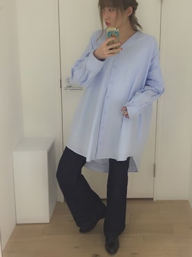 「pushBUTTONのアイテム」を使った、ALISAさん（レディース・162cm）の春コーディネート