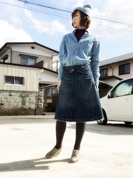 「ニットキャップ」｜「アイテム（ブーティ）」を使った、めんめさんさん（レディース・163cm）の春コーディネート