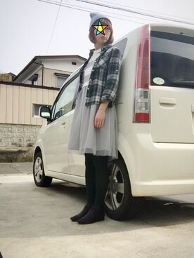 「ニットキャップ」｜「アイテム（ブーティ）」を使った、めんめさんさん（レディース・163cm）の春コーディネート