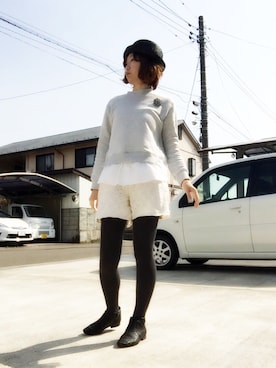 「麦わら帽子」｜「アイテム（ブーティ）」を使った、めんめさんさん（レディース・163cm）の春コーディネート