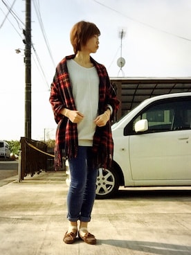 「タータンチェック」｜めんめさんさん（レディース・163cm）の秋コーディネート